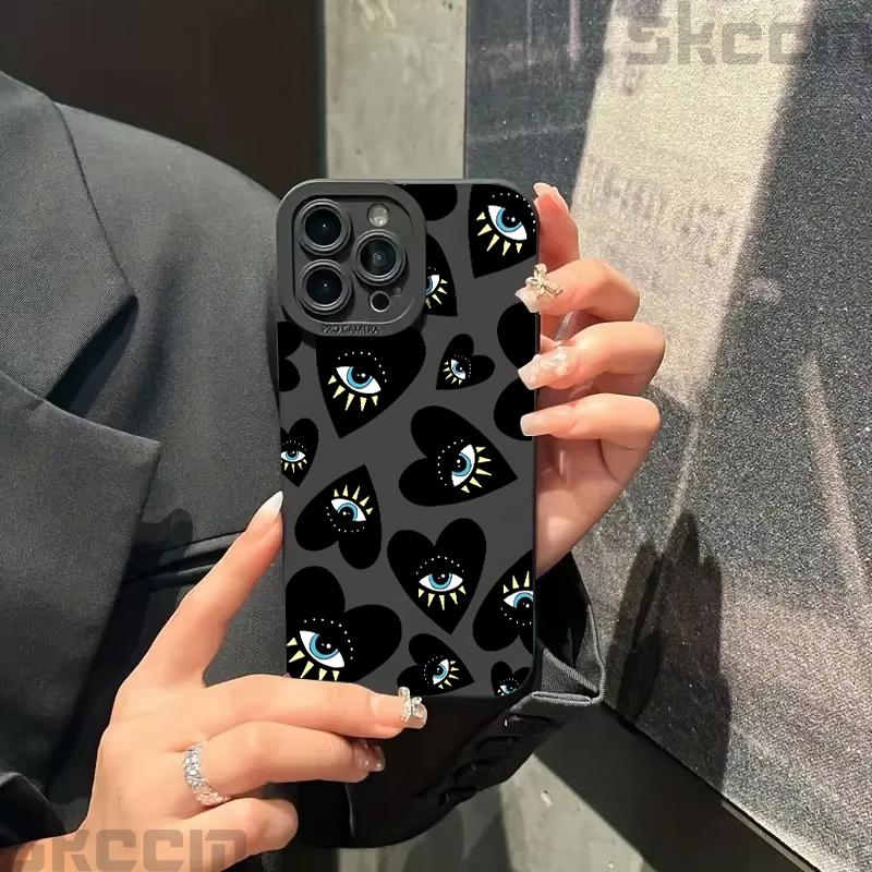 Creative Evil Eye Pattern Silicone Phone Case For iPhone 16 Pro Max 14 15 Plus 11 12 13 Mini X XS XR 7 8 16E Shockproof Cover