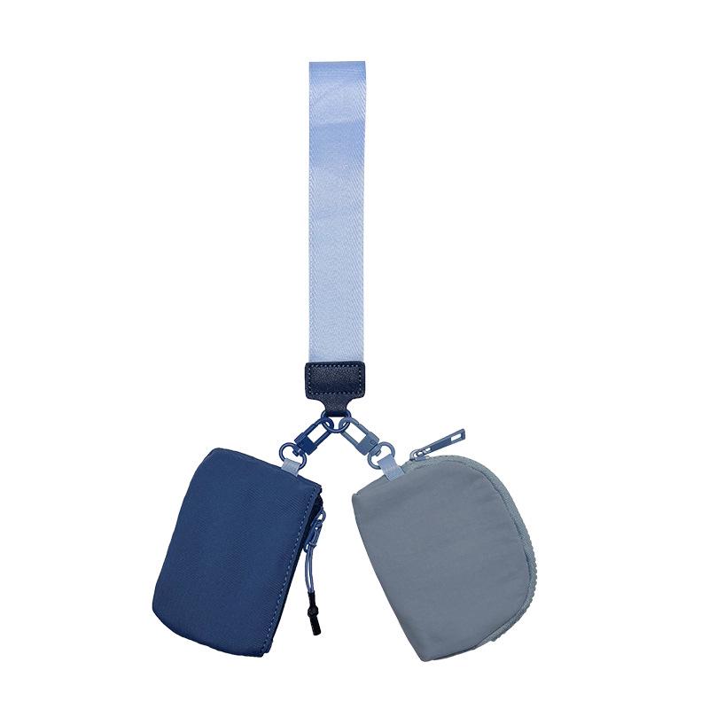 Lulu Multifunctional Waterproof Nylon Wrist Bag: Stylish Double-Pocket Coin, Card Purse & Key Chain.