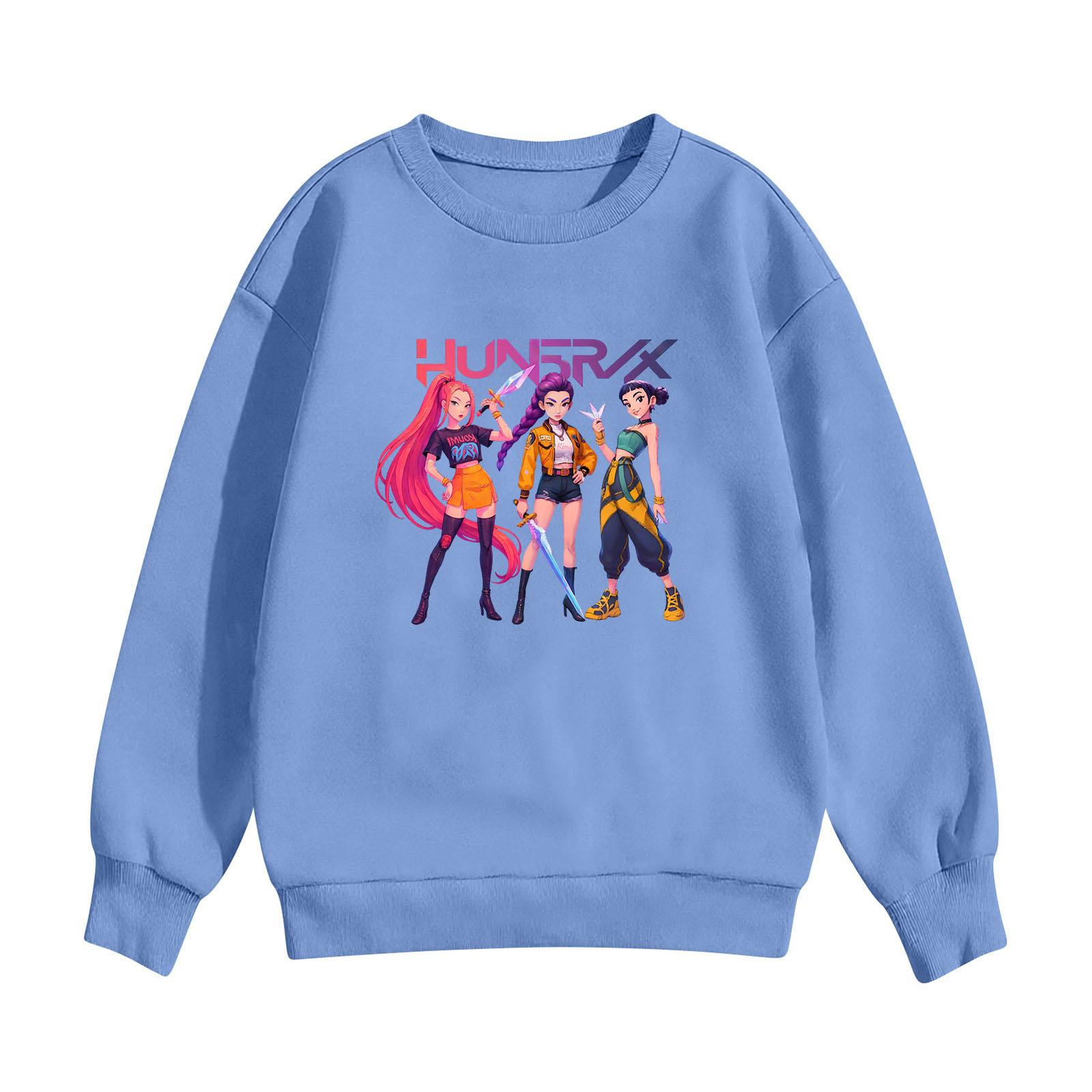 

Детская толстовка с капюшоном для мальчиков и девочек, модная толстовка с длинными рукавами и принтом 130 небесно-голубой