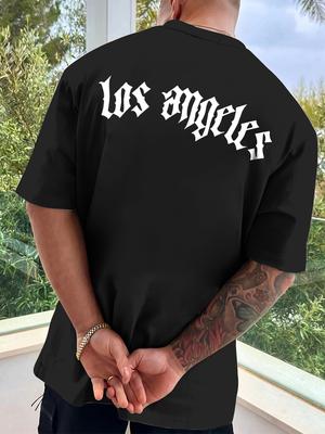Tričko s potiskem Los Angeles, všestranná a prodyšná pouliční móda pro muže, ležérní letní tričko s krátkým rukávem a kulatým výstřihem