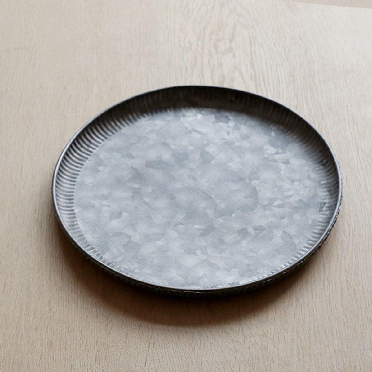 

Wrought Round Iron Vintage Retro Storage Organizer Food Plate Container Dish Serving Tray L