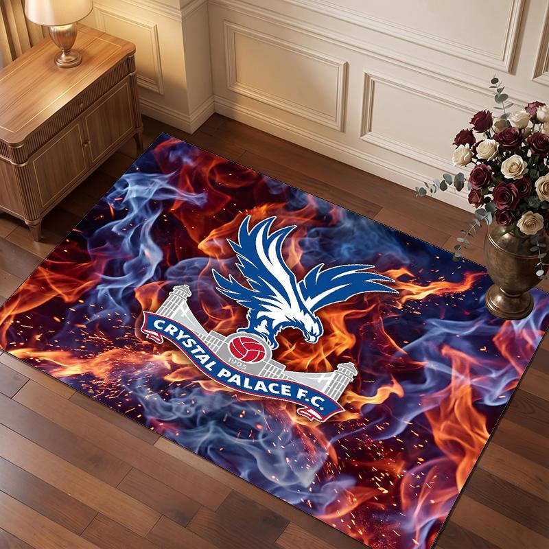 Crystal Palace Football Print Crystal Velvet Rug, Comfortable Water Absorbent Non Slip Indoor Floor Carpet