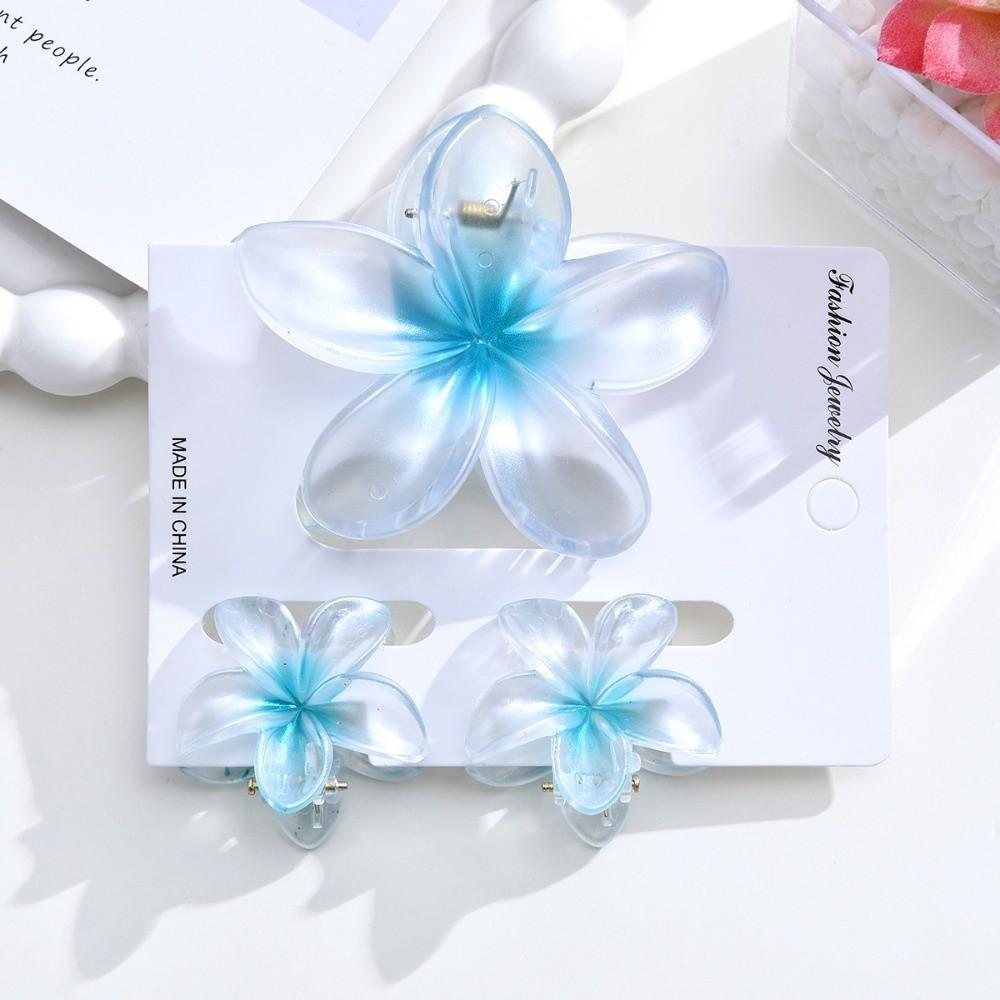 3Pcs/Set Hair Accessories Ponytail Clip Gradient Hairpin Plumeria Hawaiian Headwear Beach