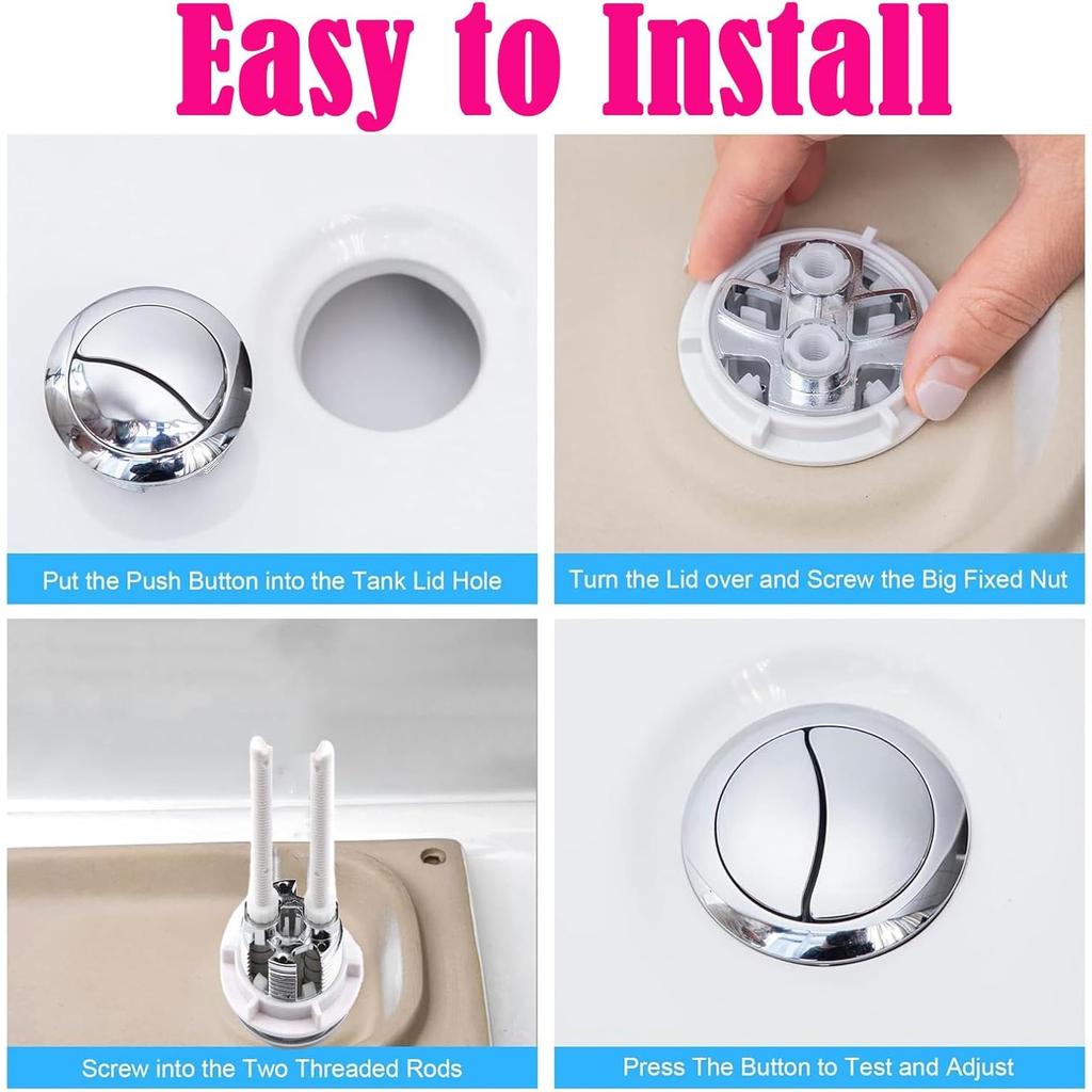48mm Toilet Push Thread Diameter Dual Push Flushing Button Adjustable Toilet Water Tank Button,Compatible with Glacier Bay Aquasource TOTO