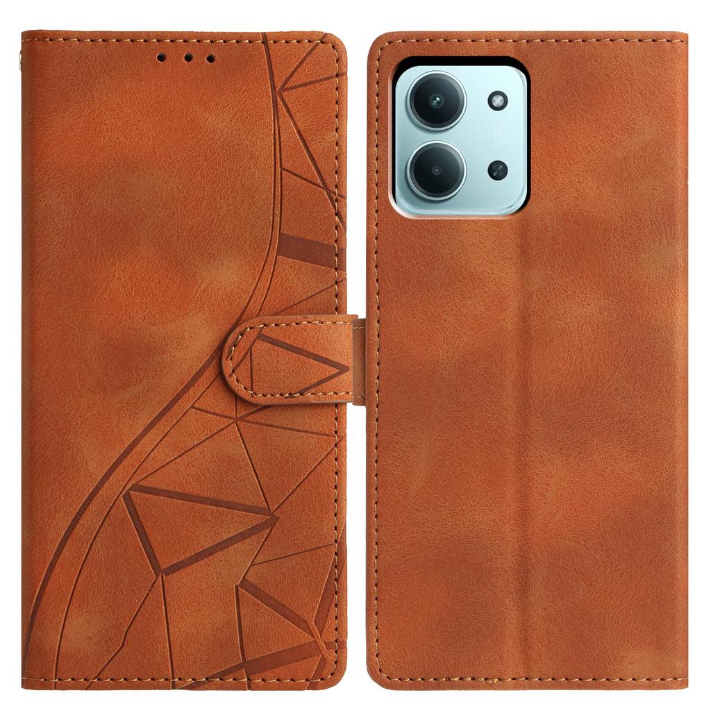 For Xiaomi Redmi 15C 5G (EU) (173mm)/15C 4G (EU) (173mm) Case Wallet Stand Imprinted Triangle Pattern Leather Phone Flip Cover