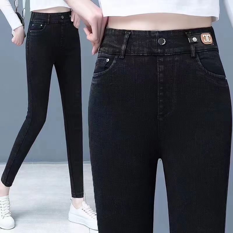 Urban Style Womens Skinny Jeans With High Waist And Thick Fleece For Winter Comfort
