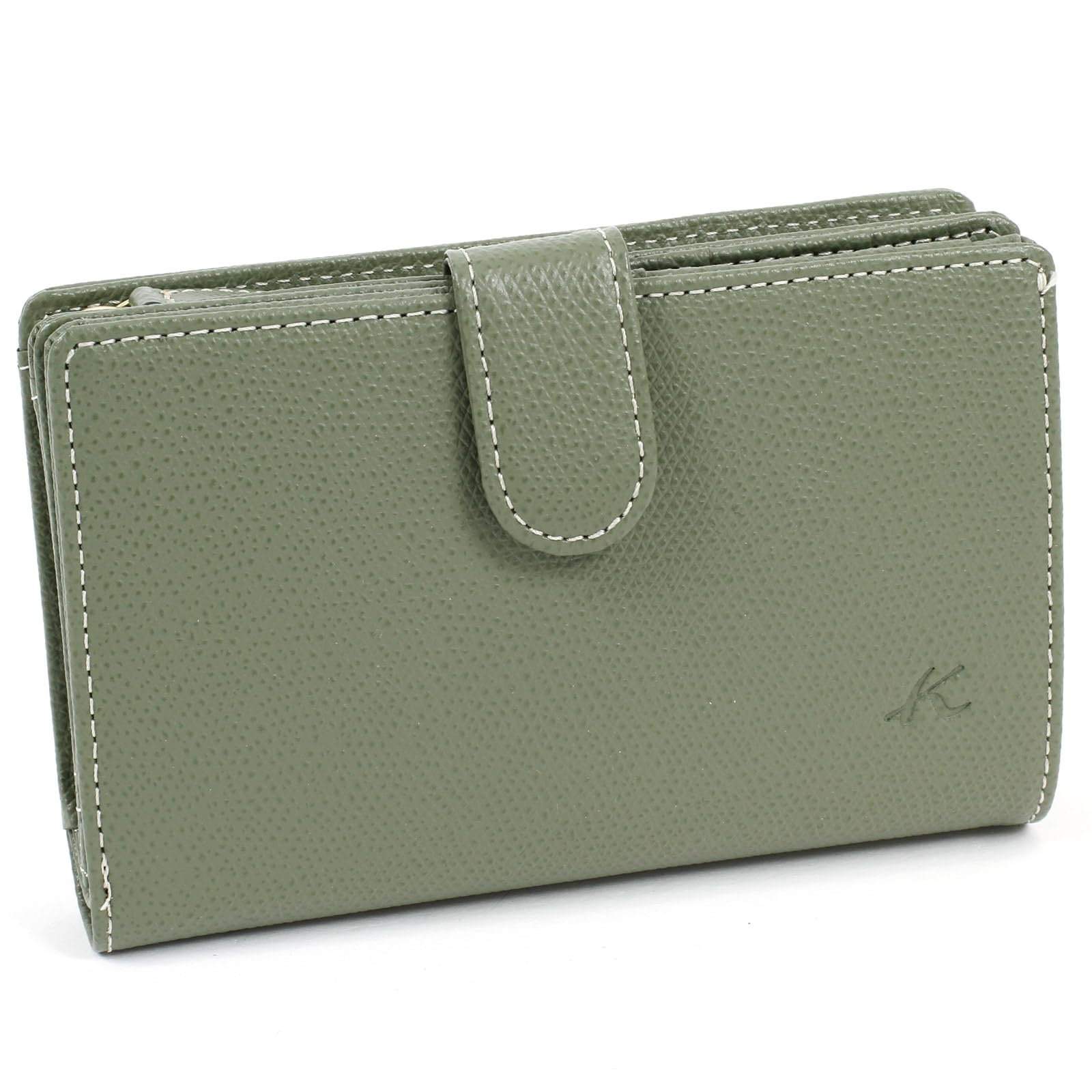 

Bifold Wallet Coin Purse Zipper Type PH0451 Stitch 33915 [Kitamura] L-shaped Khaki/Ivory [Green]