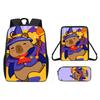 Ice Cubes Doughnut Capybara Cute Cartoon Pattern Backpack Three Set Piece