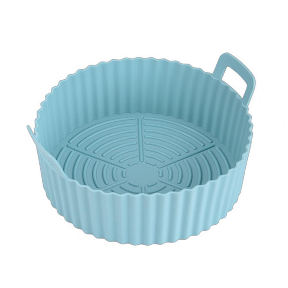 Silicone Baking Pan Tray For Air Fryer Liner Pot Protector Raised Edge Double Handles Non-Stick Heat-Resistant Kitchen Gadgets
