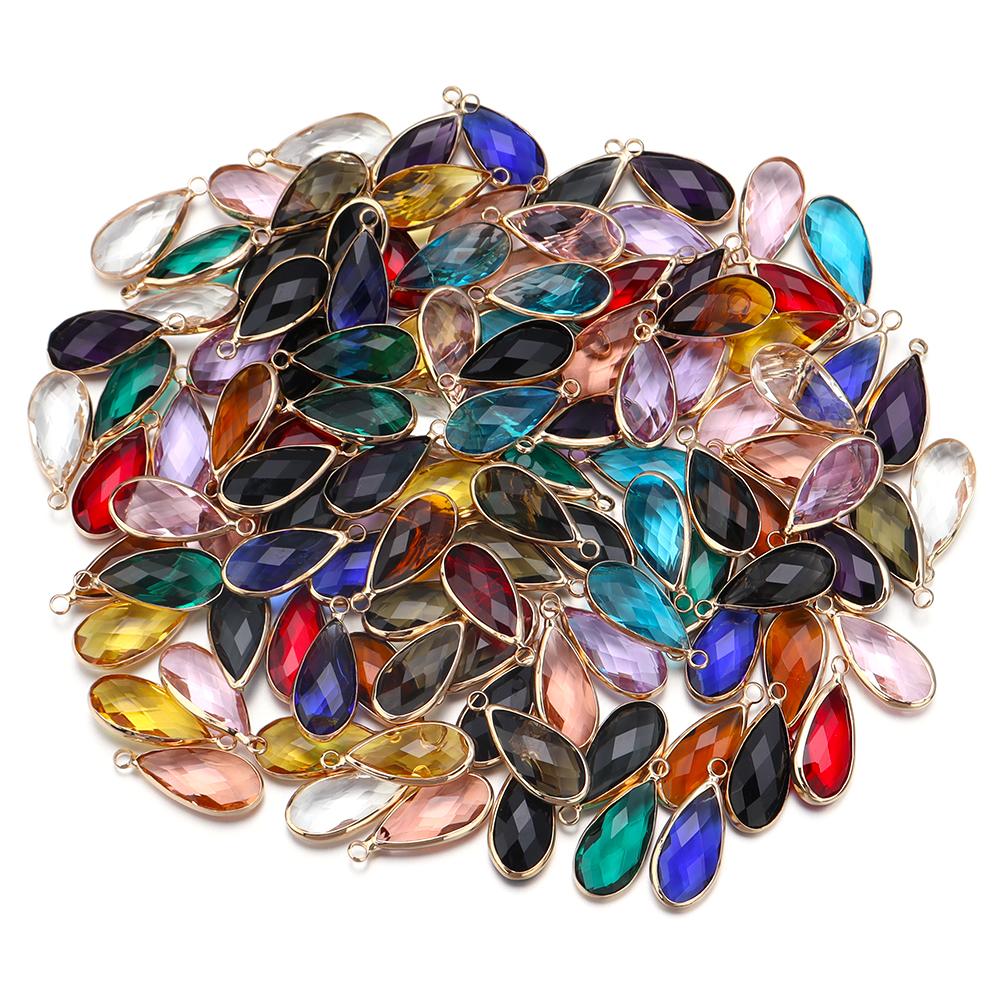 5pcs/pack Glass Edging Pendant Colorful Drop Shaped Charms for Jewelry Making DIY Necklace Bracelet Earring Findings