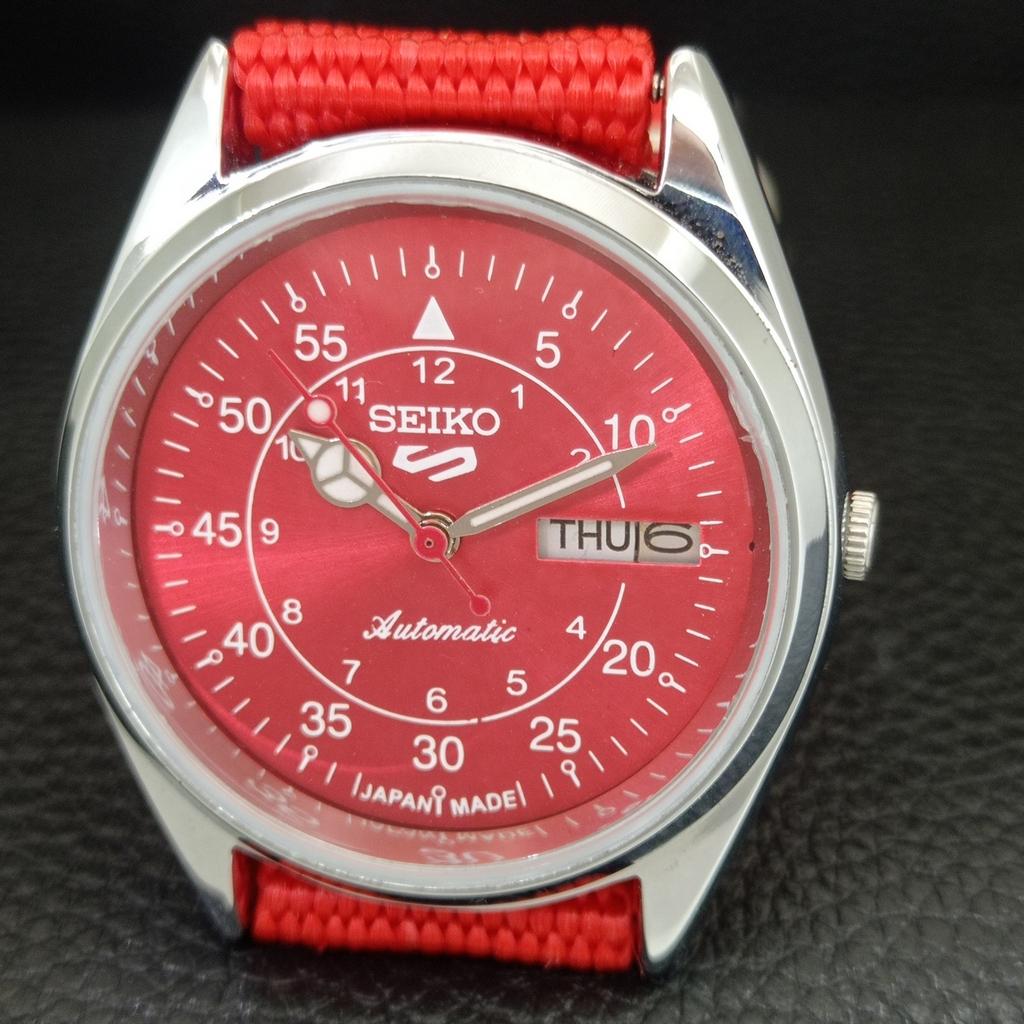 AUTOMATIC VINTAGE REFURBISHED SEIKO 5 6309A JAPAN MENS RED DIAL WATCH a442296-1
