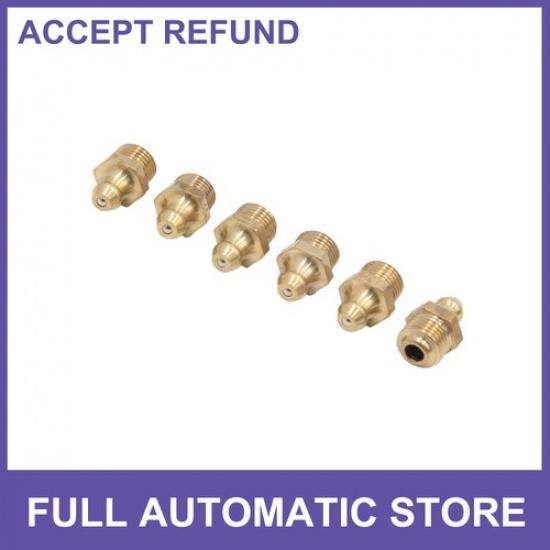 6 Pcs Car Brass M10 x 1mm Thread Straight Grease Zerk Nipple Fitting