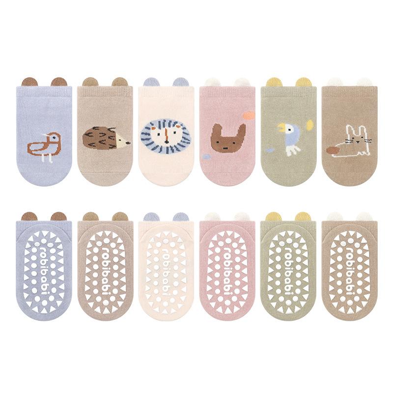 

6 пар детских нескользящих носков для пола, милые мультяшные носки для малышей, детей, мальчиков, девочек, для занятий в помещении, для обучения ходьбе, носки до щиколотки L for 3-5Y