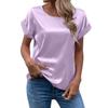 Sommer Schwarz Weiß Grau Damen Bluse Kurzarm Satin Hemd Lose Lässige Rundhals Satin Blusen Frauen Tops
