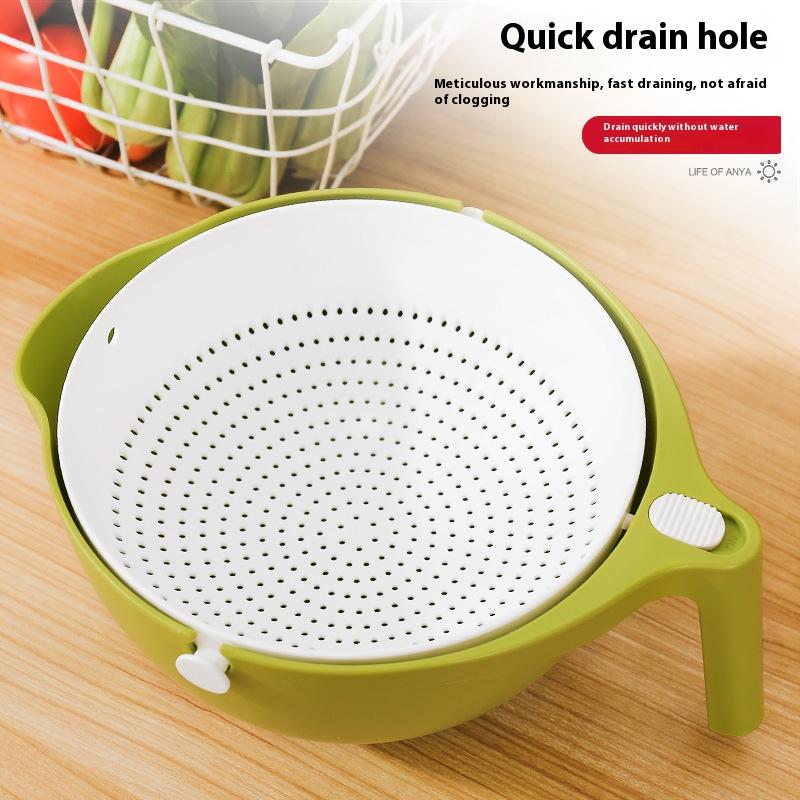 Double Drain Basket Kitchen Sink Strainer for Rice Washing Noodles Vegetables Fruit Kitchen Gadget Colander Strainers
