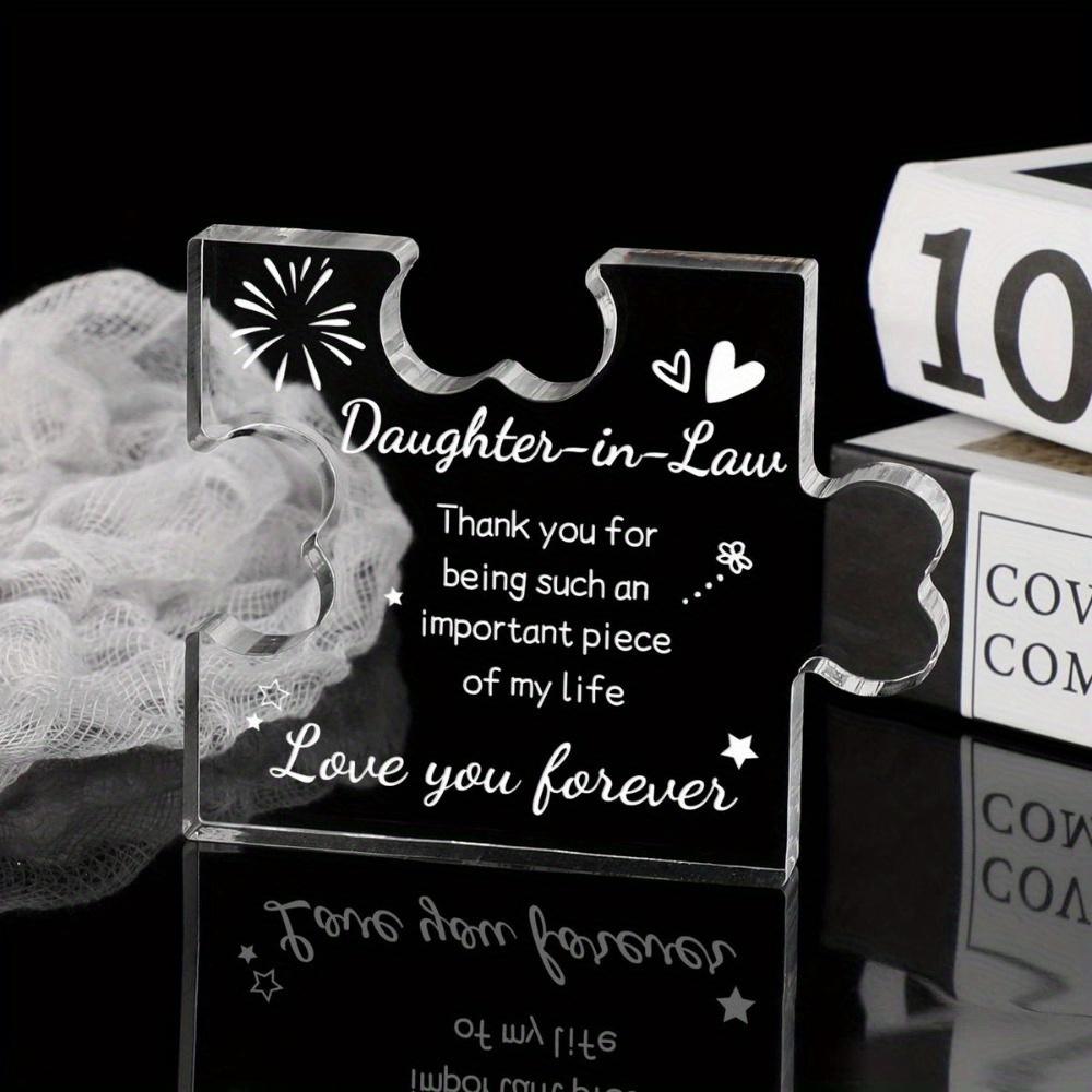 Daughter-in-Law Acrylic Puzzle. Birthday or Christmas desk decor gift from mother-in-law.