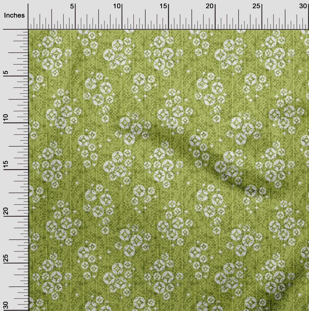 oneOone Cotton Flex Light Green Fabric Geometric & Floral Texture Diy Clothing Quilting Fabric Print Fabric By Yard 40 Inch