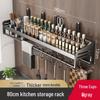 Gun Gray Punch-Free Wall-Mounted Kitchen Spice Rack: Multifunctional Storage Shelves