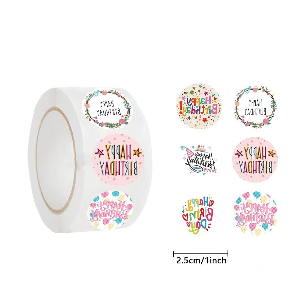 500Pcs/Roll Happy Birthday Series 01 Rolling Rewards Stickers - DIY Scrapbooks Album Decor Sealing Label Decals