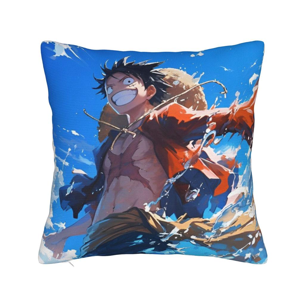 Luffy Anime  Skull Square Pillow Case  Cushion Cover Funny Zipper Decorative Pillowcover for Sofa Cm