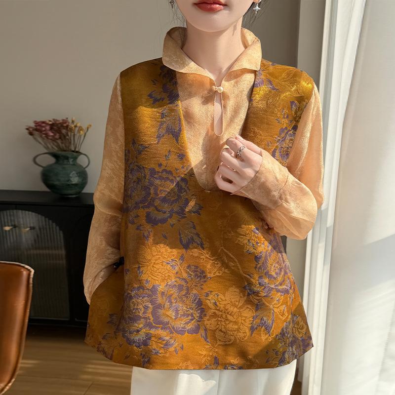 Spring and Summer New Design Traditional Chinese Style Deep V-neck Jacket for Women, Embroidered, Sleeveless, Layered Blazer