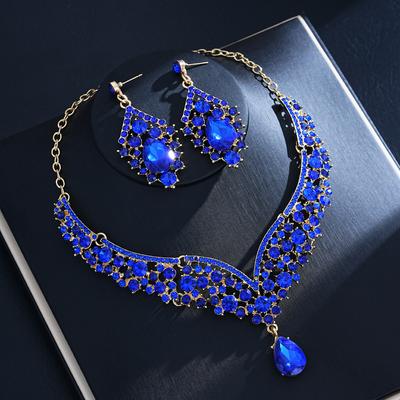 European and American Retro Exaggerated Jewelry Necklace Earrings Two-piece Set Wedding Luxury Crystal Jewelry Set Female 2026