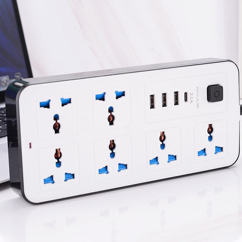 International Universal Power Strip with USB, Multi-Purpose UK & EU Plug Board with Switch