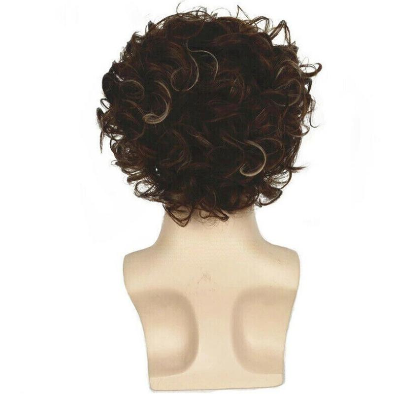 Men Short Mixed Blond Brown Wig Halloween Cosplay Costume Synthetic Hair Fluffy Curly Wigs With Bangs High Temperature Fiber