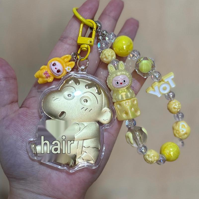 Shin-chan Cartoon Beaded Phone Lanyard & Keyring Charm - Gold 20mg, Birthday Gift