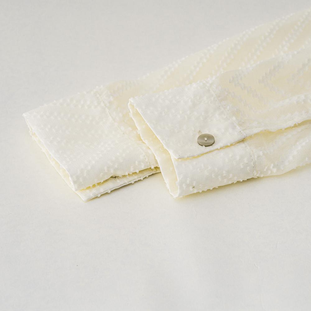 Женские осенние однобортные жаккардовые рубашки с длинными рукавами и воротником — фото 19