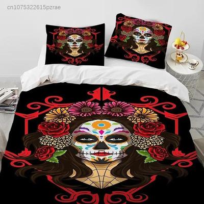 Horror Gothic Female Skull Dead Girl Bedding Set 3D Printed Suitable For Bedroom Duvet Cover Set With Pillowcases Home Textile