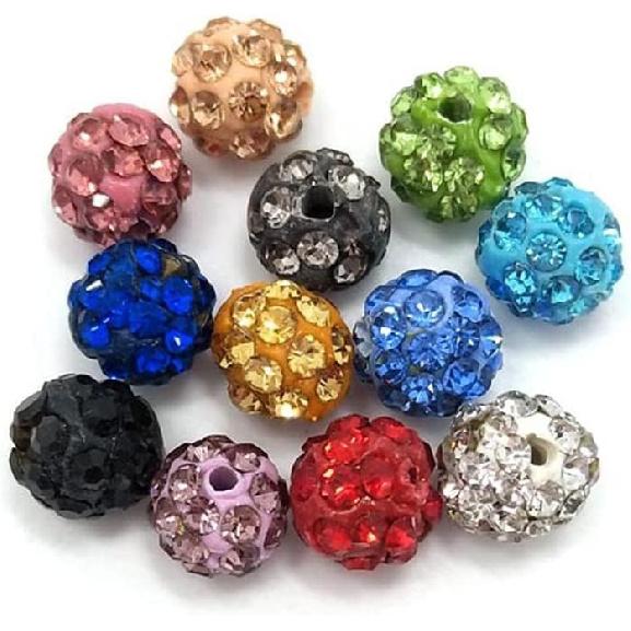 100 Штук Глины с Стразами 10 мм Полимерные Кристаллы Круглые Шармы Алмазные Бусины для Изготовления Украшений DIY Ожерелье Браслет (10 мм Зеленый) 6mm mixed colors
