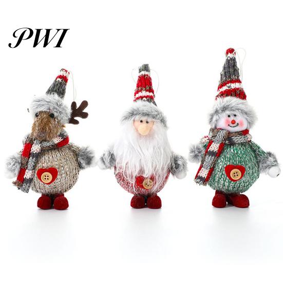 Handmade Christmas Ornaments Plush Doll Hanging Ornament Mini Colorful Cloth Santa Claus Snowman Deer Festive Atmosphere Decorations Foam Plushies