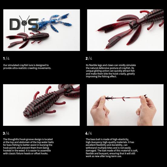 10 Pcs Appât Souple Crevette Leurre de Pêche Aspect Réaliste Couleur Vive Forme Profilée Appât Artificiel Crevette Matériel de Pêche10[pcs