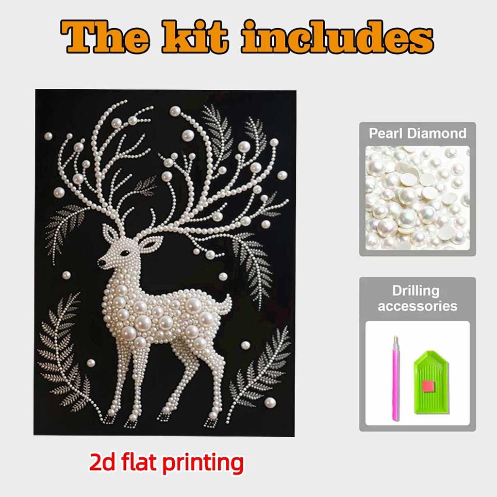 DIY Little Deer Pearl Art Painting for Home Wall Decor Pearl Gem Paintings Picture Arts Craft  for Adults/Beginners Gift Idea Home Decor Without Frame