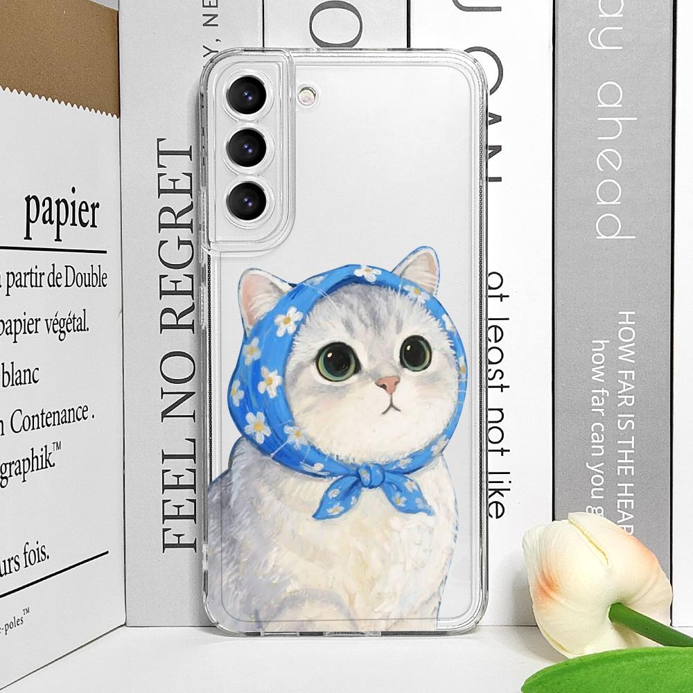 

Cartoon Oil Painting Animal Cat Transparent Phone Case for Realme 12 10 11 9 Pro Plus 8i 9 7i PRO C75 C64 C31 C53 C35 Soft Cover realme C55
