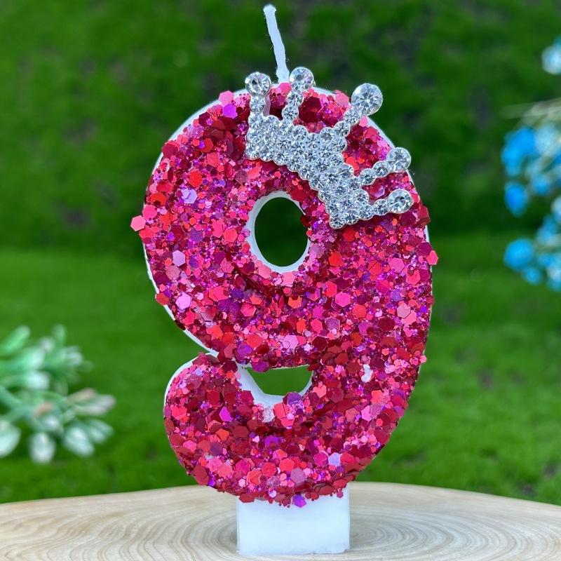 

Digital Birthday Candle Cake Decoration First Birthday Candle Rose Red Crown 9