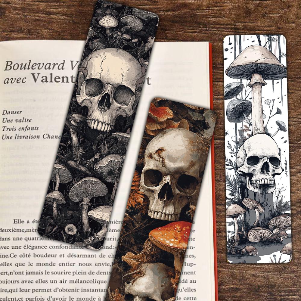 30PCS Mushroom and Skull Bookmark Reading Book Stationary Graffiti Paper Office Scrapbooking Card Students DIY Creative Bookmark