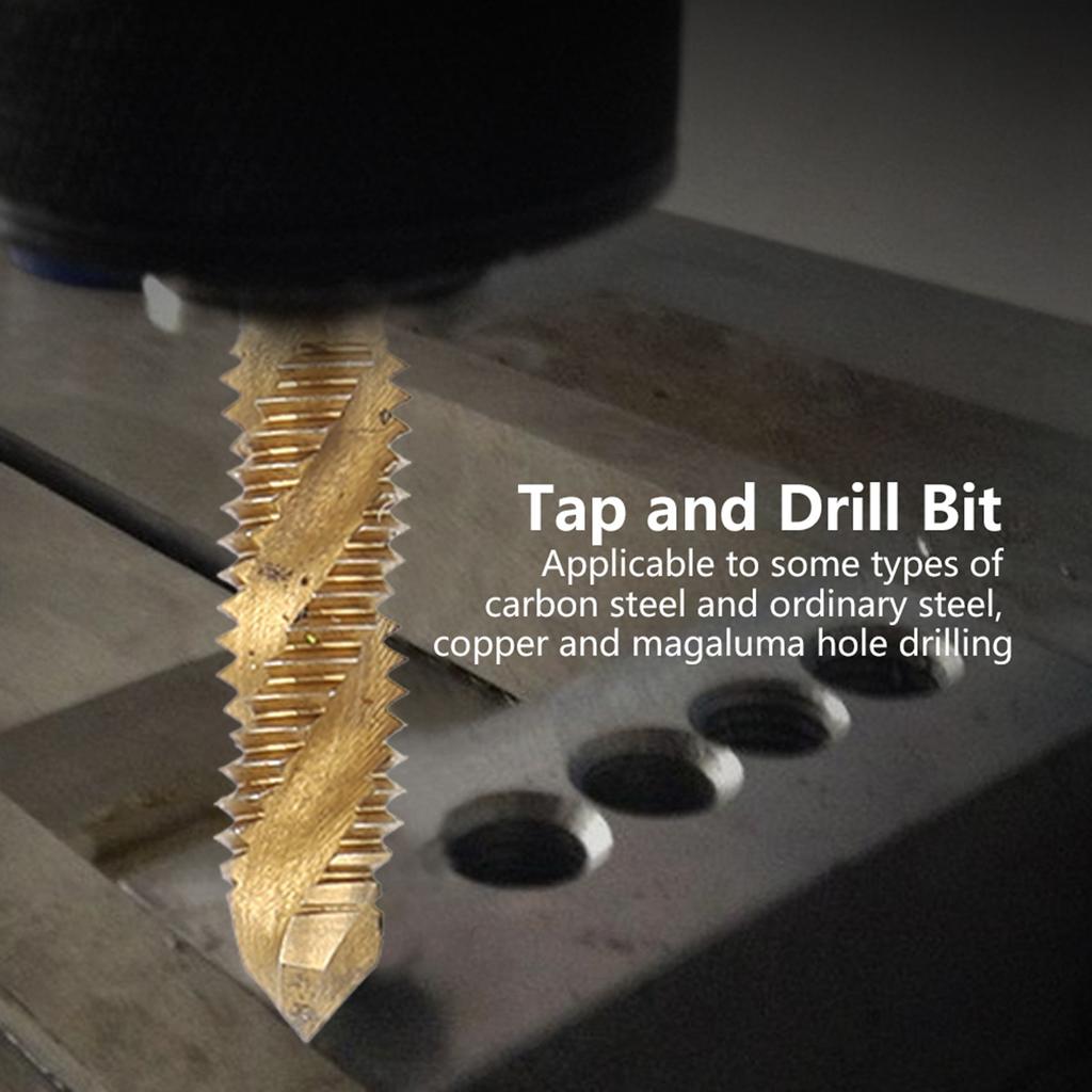 6Pcs HSS Tap Drill Bits Set High Speed Steel Titanium Coated Hex Shank Thread Hand Tool M3‑M10