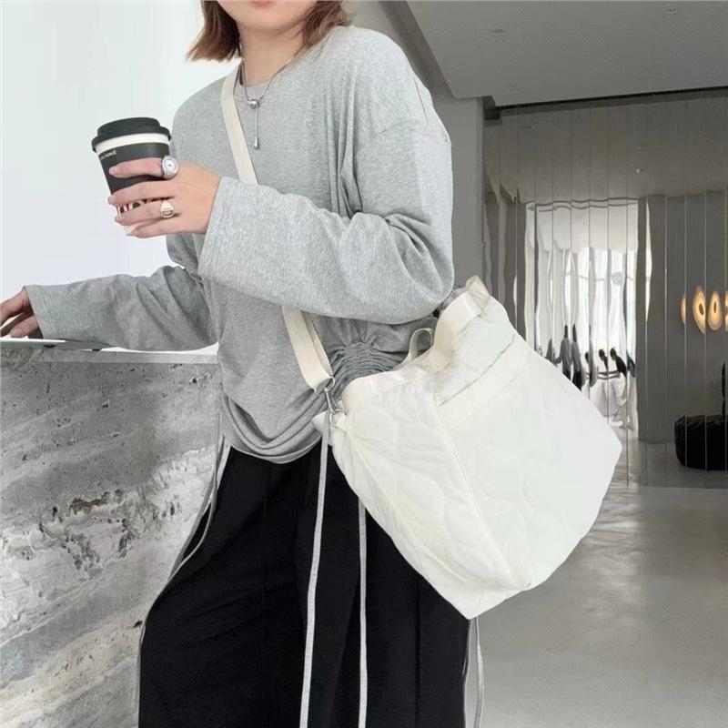 Women'S Down Cotton Clothes Shoulder Bag Large Capacity Cotton Filling Lightweight Trend Handbag
