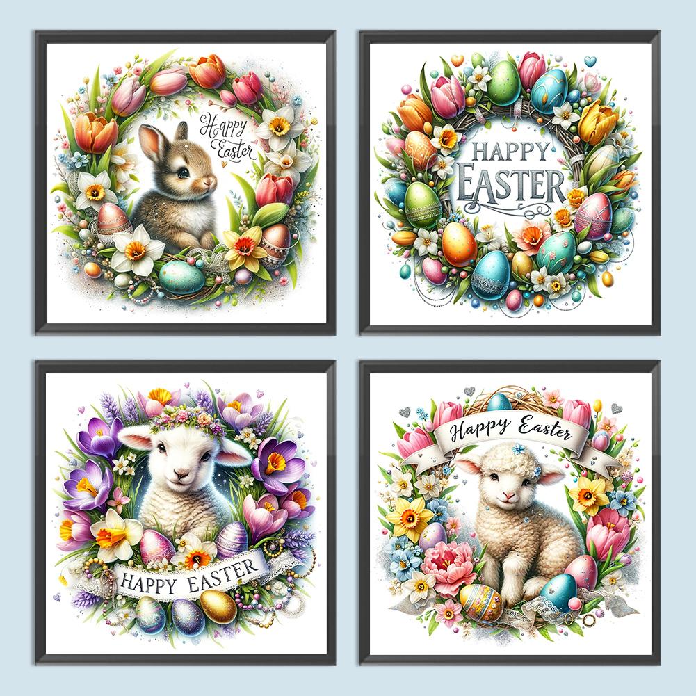 5D DIY Full Square Drill Diamond Painting Easter Wreath Kit Home Decor Art