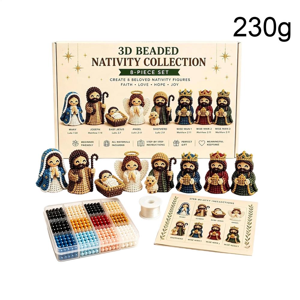 HOT Nativity Bead Craft Kit 3D Beaded Craft Figurines Decor Beading Christmas Figures Kit For Men Women Adults Dad Wife Husband