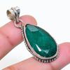 Natural Emerald(Simulated) Gemstone 925 Sterling Silver Pendant 1.69" AP-15030