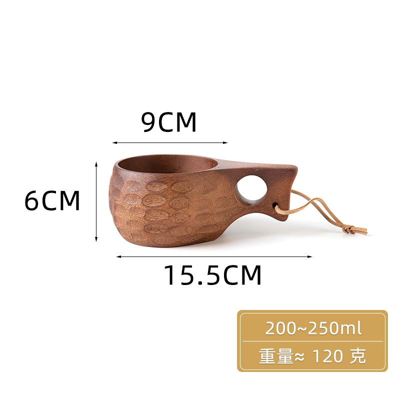 Akazienholz Milchtasse Frühstückstasse Schildkrötenpanzer Finnische Tasse Camping Praktische Tasse Tragbare Outdoor-Tasse Dropshipping Bushcraft
