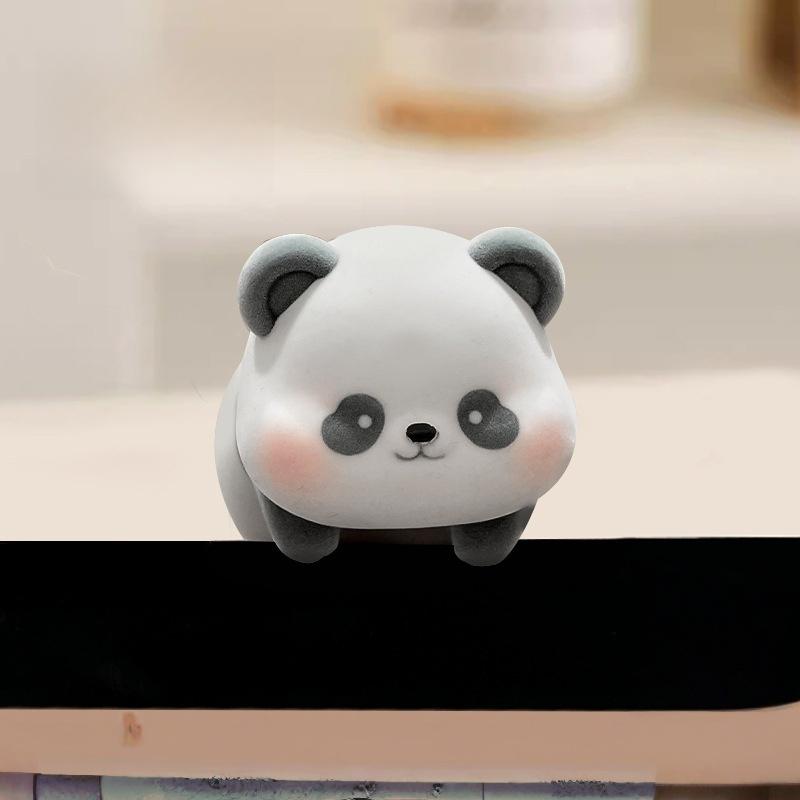 1Pc Screen Animal Model Elephant Cartoon Center Console Doll Flocking Computer Monitor Decoration Panda Dog Desk Ornament