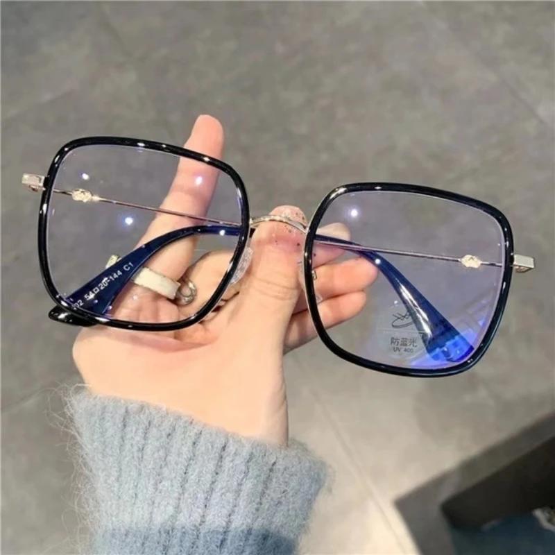 Fashion Big Square Glasses for Women Anti Blue Light High Definition Eyewear Myopia Frames Girls Personality