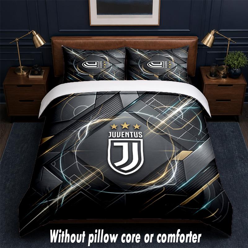 Juventus FC Design Bed Bedding Set 1 Duvet Cover + 2 Pillowcases Soft Breathable Household Bed Linens