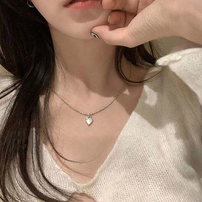 Jewelry Accessories Love Heart Necklace Love Heart Simple Pendant Chain Silver Heart Pendant  Daily
