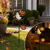 Solar Halloween Ghost & Pumpkin Moon Garden Stake Light, Waterproof Outdoor Metal Lawn Ground Lamp, for Halloween Pathway Decor