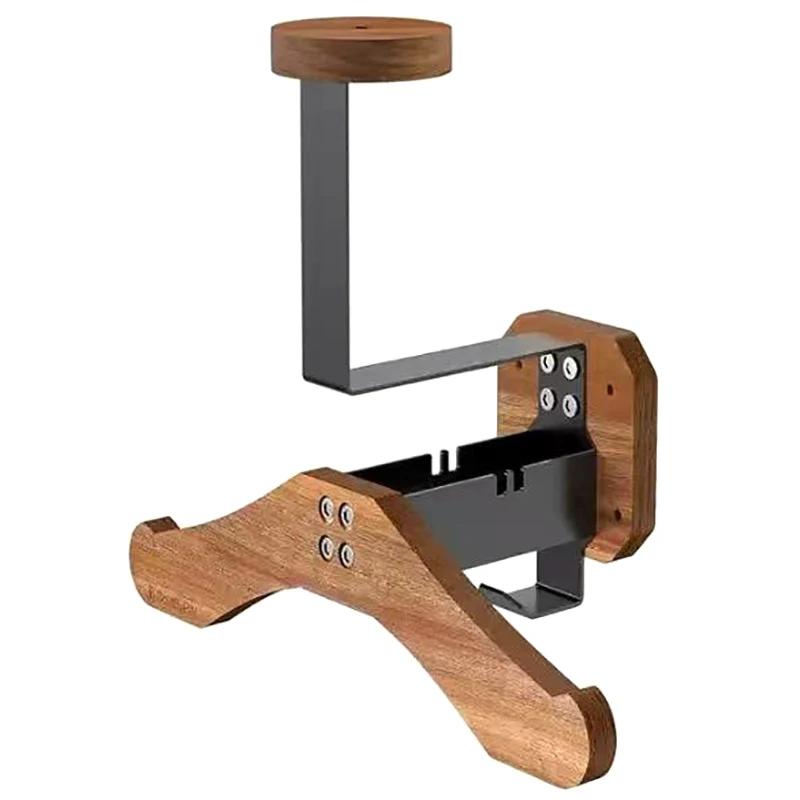 1pc Helmet Rack Wall Mount Motorcycle Helmet Holder Wooden Bicycle Display Hanger with Hooks All-in-one Helmet Key Rack